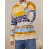 imageFlygo Mens Vintage Grandpa Sweater Crewneck Oversized Striped Aztec Cable Knit Pullover Unisex Jumper TopsYellow