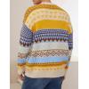 imageFlygo Mens Vintage Grandpa Sweater Crewneck Oversized Striped Aztec Cable Knit Pullover Unisex Jumper TopsYellow