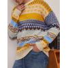 imageFlygo Mens Vintage Grandpa Sweater Crewneck Oversized Striped Aztec Cable Knit Pullover Unisex Jumper TopsYellow