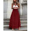 imageFlygo Womens Long Maxi Tulle Skirts A Line Ruffle High Waisted Tiered Layered Mesh Tutu Skirt PetticoatBurgundy