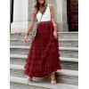 imageFlygo Womens Long Maxi Tulle Skirts A Line Ruffle High Waisted Tiered Layered Mesh Tutu Skirt PetticoatBurgundy