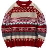 imageFlygo Mens Vintage Grandpa Sweater Crewneck Oversized Striped Aztec Cable Knit Pullover Unisex Jumper TopsRed