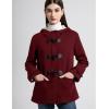 imageFlygo Sherpa Lined Winter Jackets for Women Fleece Hoodie Jacket Warm Fall Winter Toggle Duffle CoatsWine Red