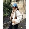 imageFlygo Womens Faux Suede Jacket Lapel Sherpa Lined Jacket Button Down Fleece Jacket Winter CoatsWhite