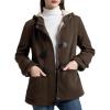imageFlygo Sherpa Lined Winter Jackets for Women Fleece Hoodie Jacket Warm Fall Winter Toggle Duffle CoatsCoffee Brown