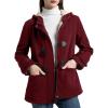 imageFlygo Sherpa Lined Winter Jackets for Women Fleece Hoodie Jacket Warm Fall Winter Toggle Duffle CoatsWine Red