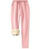 imageFlygo Womens Sherpa Fleece Lined Joggers Sweatpants Winter Warm Pants with Pockets XS2XL02 Pink Straight