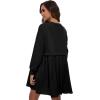 imageFlygo Womens Oversized Sweatshirt Dress Crewneck Patchwork Long Sleeve Pullover Tunic Flowy Pleated Mini DressesBlack
