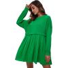 imageFlygo Womens Oversized Sweatshirt Dress Crewneck Patchwork Long Sleeve Pullover Tunic Flowy Pleated Mini DressesGreen