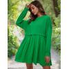 imageFlygo Womens Oversized Sweatshirt Dress Crewneck Patchwork Long Sleeve Pullover Tunic Flowy Pleated Mini DressesGreen