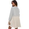 imageFlygo Womens Oversized Sweatshirt Dress Crewneck Patchwork Long Sleeve Pullover Tunic Flowy Pleated Mini DressesLight Grey