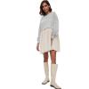 imageFlygo Womens Oversized Sweatshirt Dress Crewneck Patchwork Long Sleeve Pullover Tunic Flowy Pleated Mini DressesLight Grey