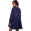 imageFlygo Womens Oversized Sweatshirt Dress Crewneck Patchwork Long Sleeve Pullover Tunic Flowy Pleated Mini DressesNavyblue