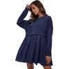 imageFlygo Womens Oversized Sweatshirt Dress Crewneck Patchwork Long Sleeve Pullover Tunic Flowy Pleated Mini DressesNavyblue