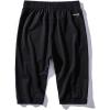 imageFlygo Mens Casual 34 Length Running Track Yoga Capris Jogger Pants Sweatpants ShortsBlack