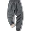 imageFlygo Mens Fleece Pants Winter Active Joggers Sweatpants Thermal Sherpa Lined Pants11 Dark Grey