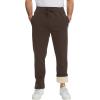 imageFlygo Mens Fleece Pants Winter Warm Joggers Pants Active Sherpa Lined SweatpantsBrown Straight