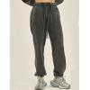 imageFlygo Mens Sweatpants Athletic Acid Washed Cotton Gym Elastic Waist Drawstring Jogger Track Pants Cinch Bottom with PocketsDarkgrey