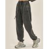 imageFlygo Mens Sweatpants Athletic Acid Washed Cotton Gym Elastic Waist Drawstring Jogger Track Pants Cinch Bottom with PocketsDarkgrey
