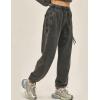 imageFlygo Mens Sweatpants Athletic Acid Washed Cotton Gym Elastic Waist Drawstring Jogger Track Pants Cinch Bottom with PocketsDarkgrey