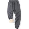 imageFlygo Mens Winter Warm Fleece Jogger Pants Sherpa Lined Sweatpants Active Track PantsDark Grey