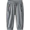 imageFlygo Mens Capri Joggers 34 Below Knee Workout Running Sports Sweat Shorts with Zipper Pockets02 Dark Grey
