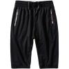 imageFlygo Mens Casual 34 Length Running Track Yoga Capris Jogger Pants Sweatpants ShortsBlack