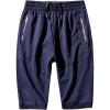 imageFlygo Mens Casual 34 Length Running Track Yoga Capris Jogger Pants Sweatpants ShortsNavy