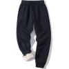 imageFlygo Mens Fleece Pants Winter Active Joggers Sweatpants Thermal Sherpa Lined Pants11 Navy