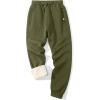 imageFlygo Mens Fleece Pants Winter Warm Joggers Pants Active Sherpa Lined SweatpantsArmy Green