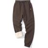 imageFlygo Mens Fleece Pants Winter Warm Joggers Pants Active Sherpa Lined SweatpantsBrown