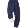 imageFlygo Mens Fleece Pants Winter Warm Joggers Pants Active Sherpa Lined SweatpantsNavy