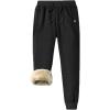 imageFlygo Mens Fleece Sherpa Lined Sweat Pants Winter Active Running Joggers PantsBlack