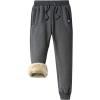 imageFlygo Mens Fleece Sherpa Lined Sweat Pants Winter Active Running Joggers PantsDark Grey