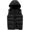 imageFlygo Mens Outdoor Puffer Vest Winter Padded Sleeveless Jacket with Removable HoodBlack