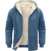 imageFlygo Mens Sherpa Hoodie Jacket Fleece Lined Zip Up Warm Hoodies Sweatshirt Winter Zipper Sweater Hooded CoatBluegrey