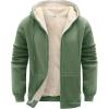 imageFlygo Mens Sherpa Hoodie Jacket Fleece Lined Zip Up Warm Hoodies Sweatshirt Winter Zipper Sweater Hooded CoatGreygreen