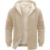 imageFlygo Mens Sherpa Hoodie Jacket Fleece Lined Zip Up Warm Hoodies Sweatshirt Winter Zipper Sweater Hooded CoatLightkhaki