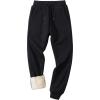 imageFlygo Mens Winter Fleece Pants Sherpa Lined Sweatpants Active Running Jogger PantBlack