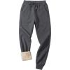 imageFlygo Mens Winter Fleece Pants Sherpa Lined Sweatpants Active Running Jogger PantDark Grey