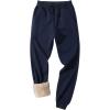 imageFlygo Mens Winter Fleece Pants Sherpa Lined Sweatpants Active Running Jogger PantNavy
