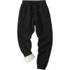 imageFlygo Mens Winter Fleece Sweatepants Sherpa Lined Sports Track Jogger Pants with Zipper PocketsBlack