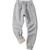 imageFlygo Mens Winter Fleece Sweatepants Sherpa Lined Sports Track Jogger Pants with Zipper PocketsLightgrey