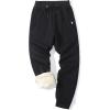 imageFlygo Mens Winter Warm Fleece Jogger Pants Sherpa Lined Sweatpants Active Track PantsBlack