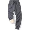 imageFlygo Mens Winter Warm Fleece Jogger Pants Sherpa Lined Sweatpants Active Track PantsDark Grey
