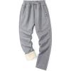 imageMens Warm Jogger Pants Winter Fleece Pants Active Athletic Sherpa Lined SweatpantsLight Grey