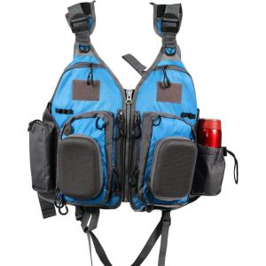 imageFlygo Fly Fishing Vests Multi Pocket Waistcoat Adjustable Size Gifts for Men and Women3 Blue