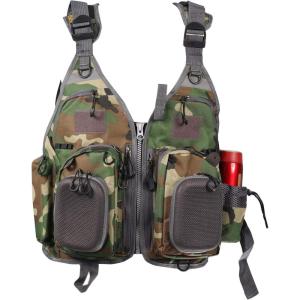 imageFlygo Fly Fishing Vests Multi Pocket Waistcoat Adjustable Size Gifts for Men and Women3 Green Camo