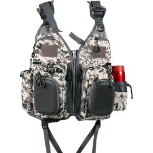 imageFlygo Fly Fishing Vests Multi Pocket Waistcoat Adjustable Size Gifts for Men and Women3 Grey Camo