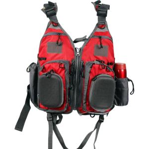 imageFlygo Fly Fishing Vests Multi Pocket Waistcoat Adjustable Size Gifts for Men and Women3 Red